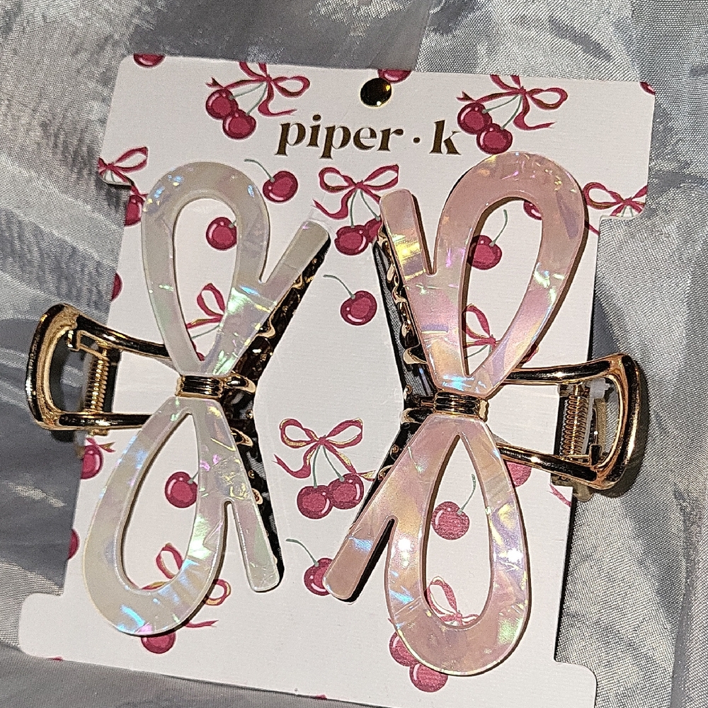 Piper K Iridescent Bow Hair Clips Brand New Lm Rt M